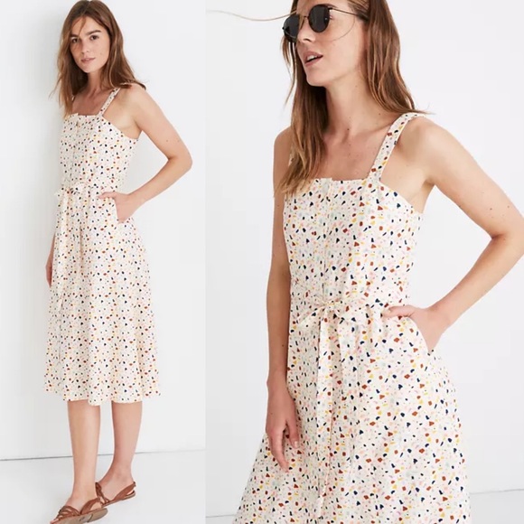 MADEWELL Square Neck Tank Terrazzo Midi Dress 2 - Picture 1 of 12
